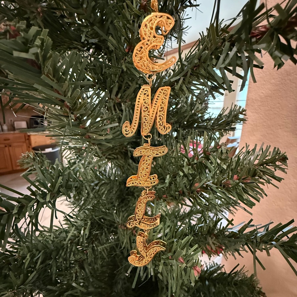 Danbury Mint Gold Filigree Customized Name Christmas Ornament Emily